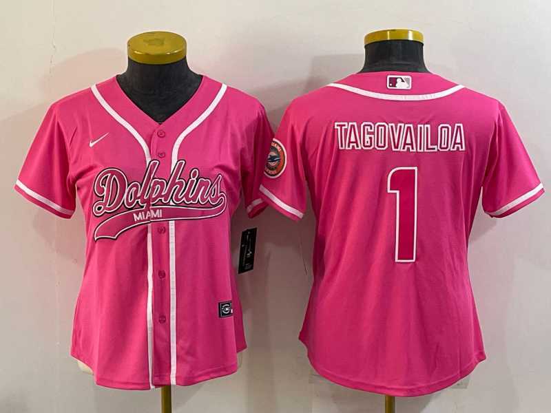 Women's Miami Dolphins #1 Tua Tagovailoa Pink With Patch Cool Base Stitched Baseball Jersey,We sell and wholesale Women's Miami Dolphins #1 Tua Tagovailoa Pink With Patch Cool Base Stitched Baseball Jersey on line form chian!